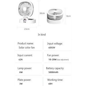 Outdoor Camping Fan Charging Foldable Desktop Solar Energy 4