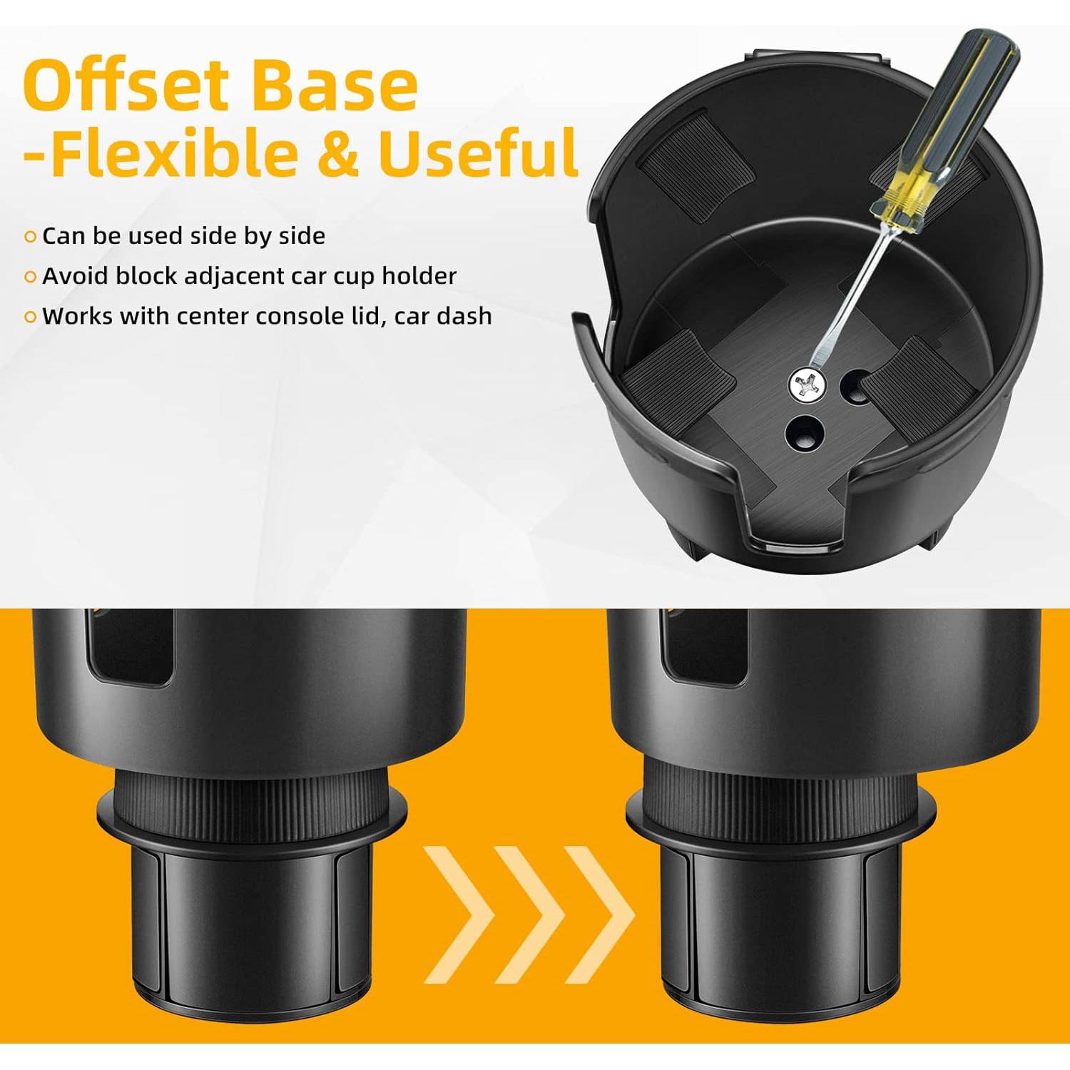 2 in 1 ABS Car Cup Holder Expander w/ Phone Mount 9