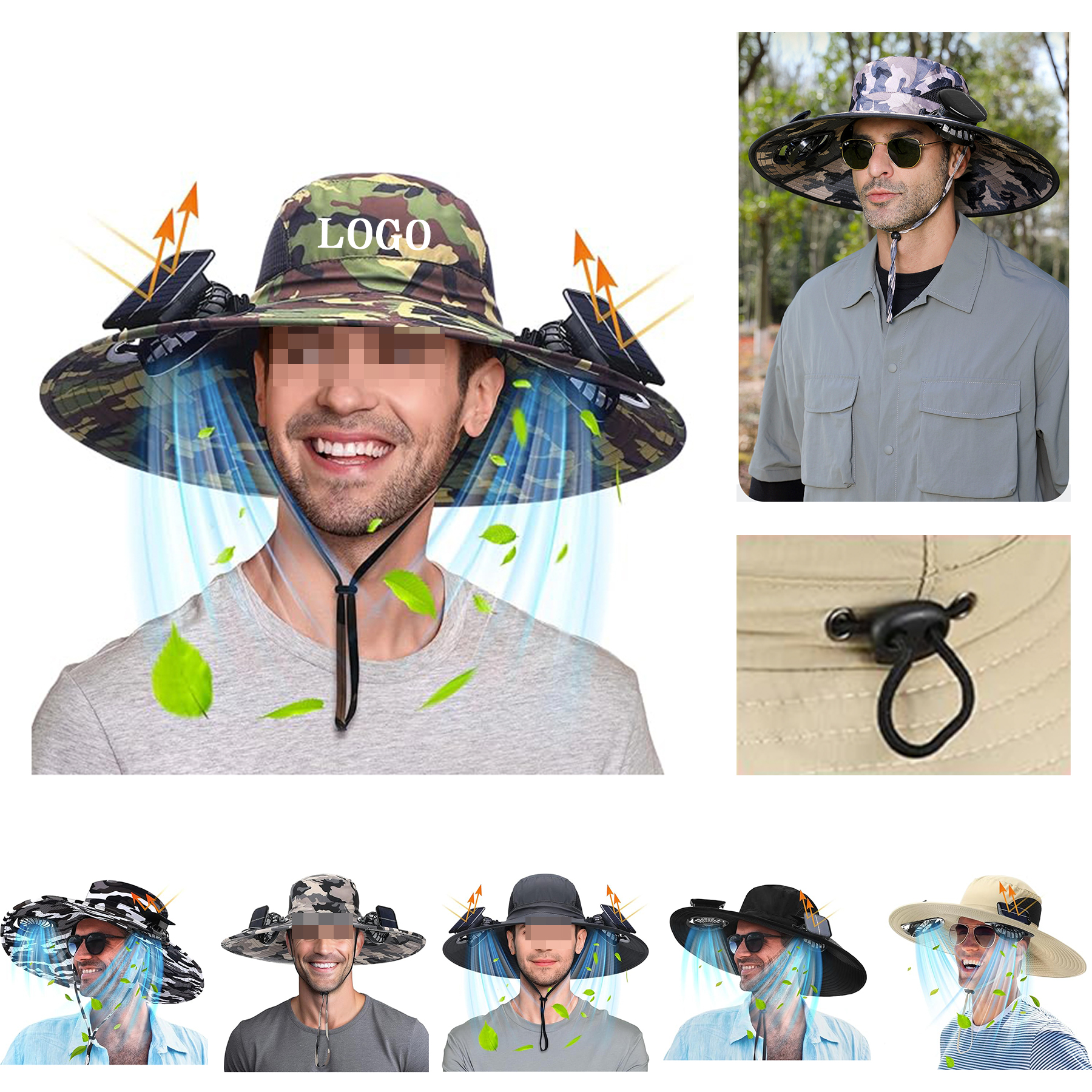 Men's Solar Powered Fan Sun Hat 6