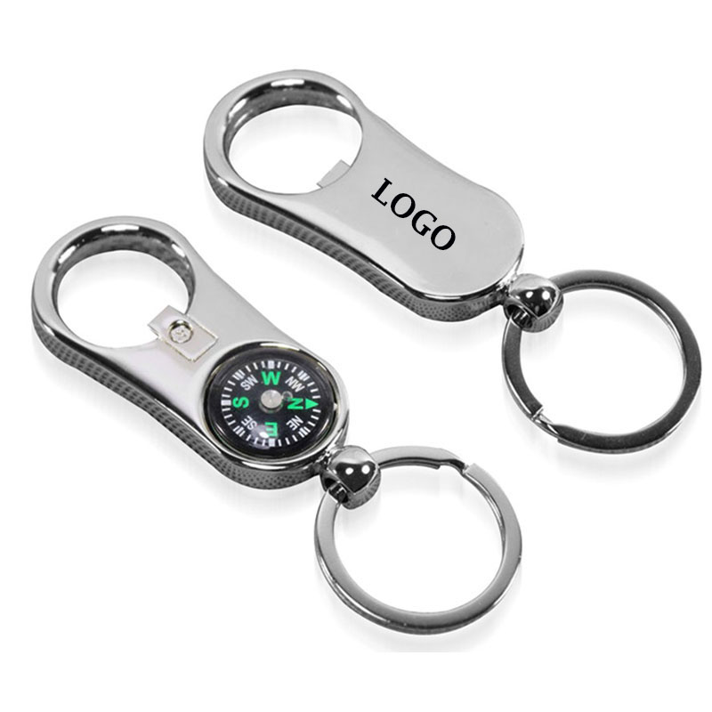 Metal Compass Shaped Bottle Opener Keychain 2