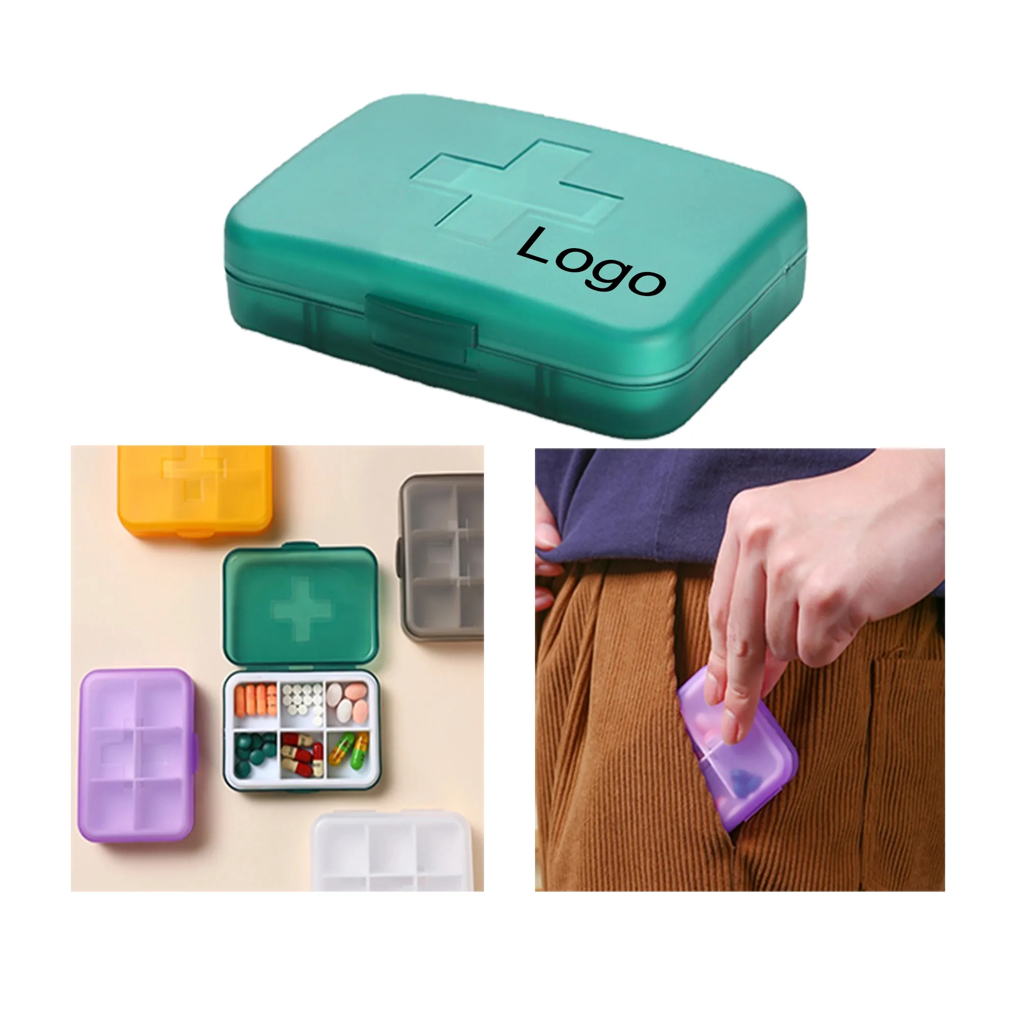 Portable 6 Compartment Pill Box Travel Case 4