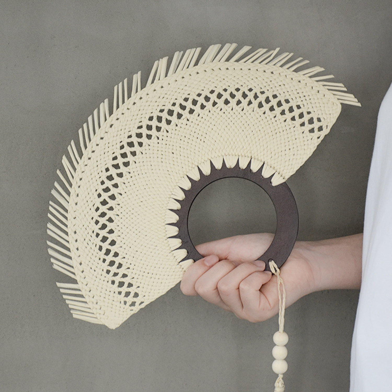 Straw Palm Hand Held Fan 2