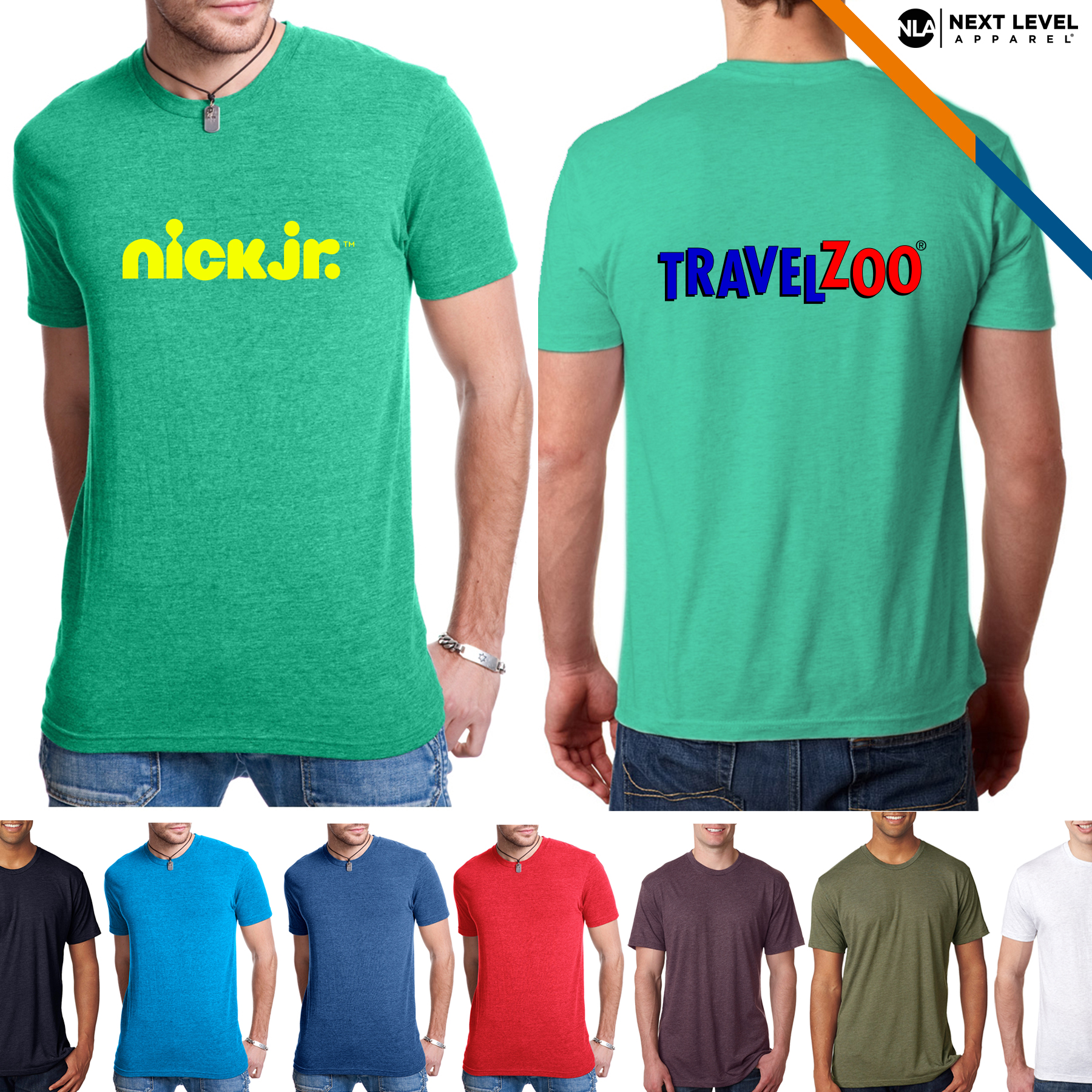 Next Level® Mens 4.3 oz Tri-Blend Crew T-shirts 1