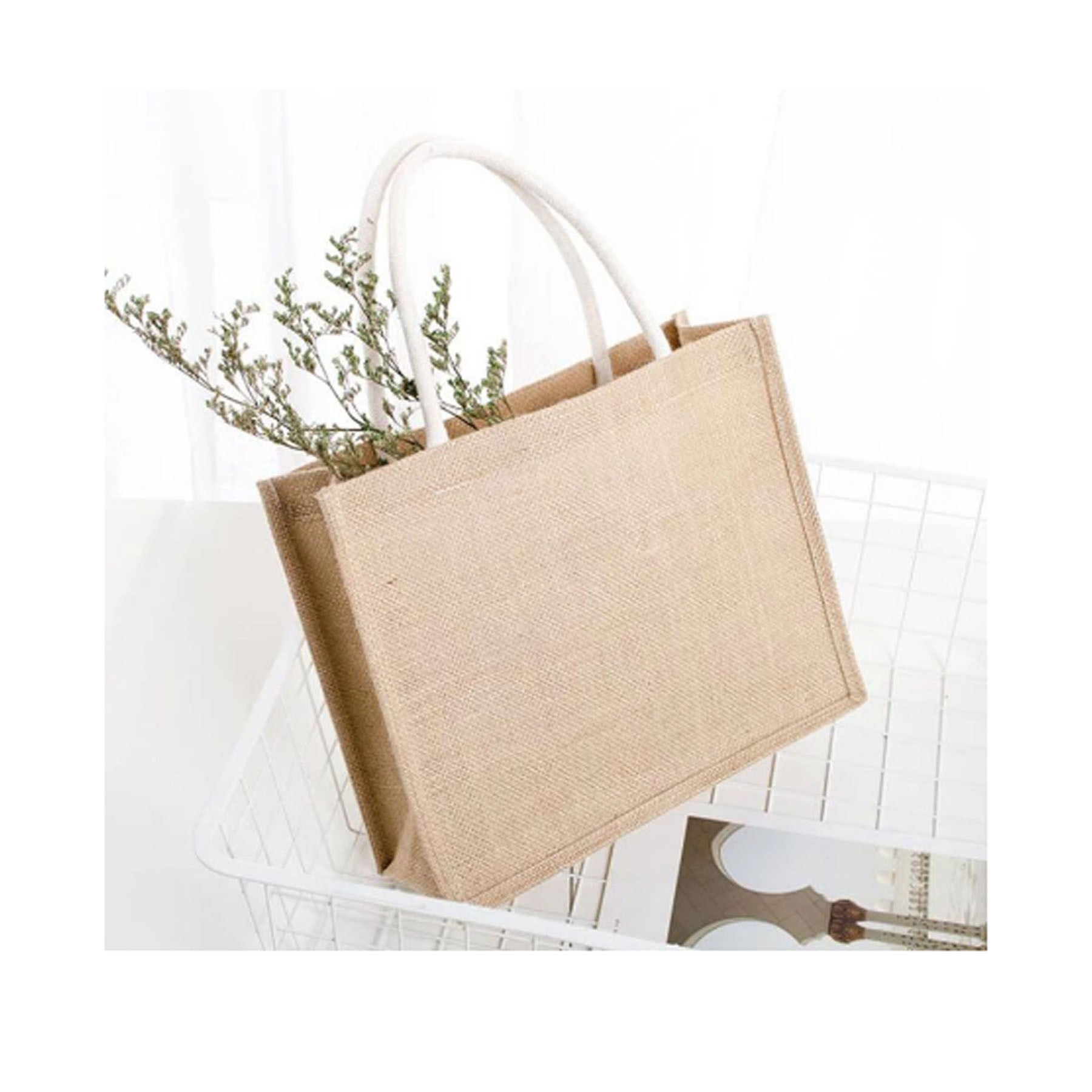Multifunction Reusable Jute Tote Bag, custom tote bag with logo imprint 2