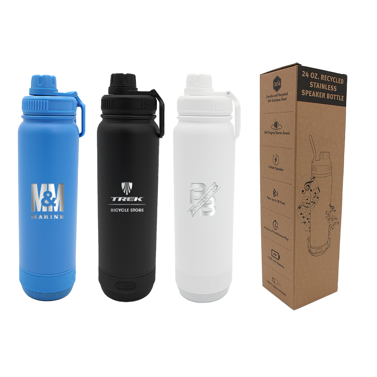 24 oz. Recycled Stainless Speaker Bottle, Laser - Standard