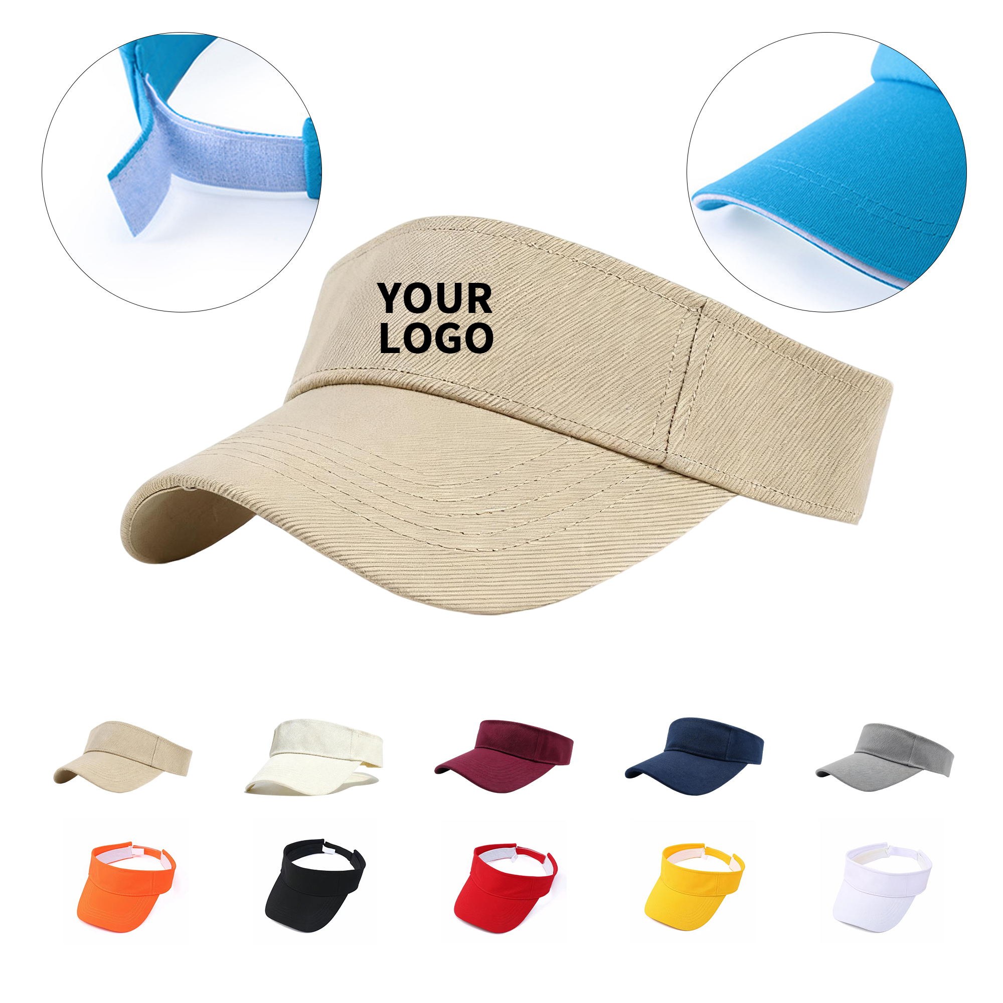 Cotton Sun Visor Adjustable 22 To 24" 8