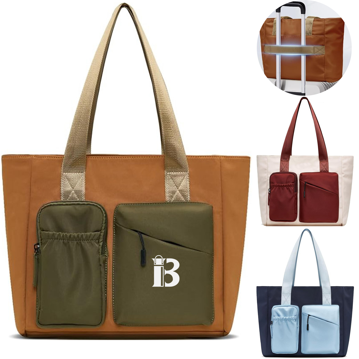 Multi Pockets Waterproof Canvas Tote Bag, custom tote bag with logo imprint 4