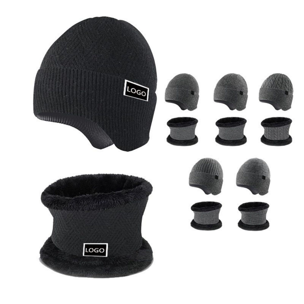 Knit Snood And Beanie Set With Ear Protection 3
