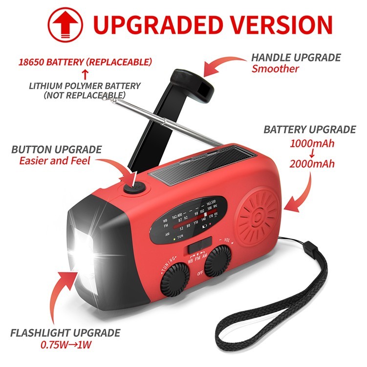 Solar Emergency Hand Crank Radio with LED Flashlight 2