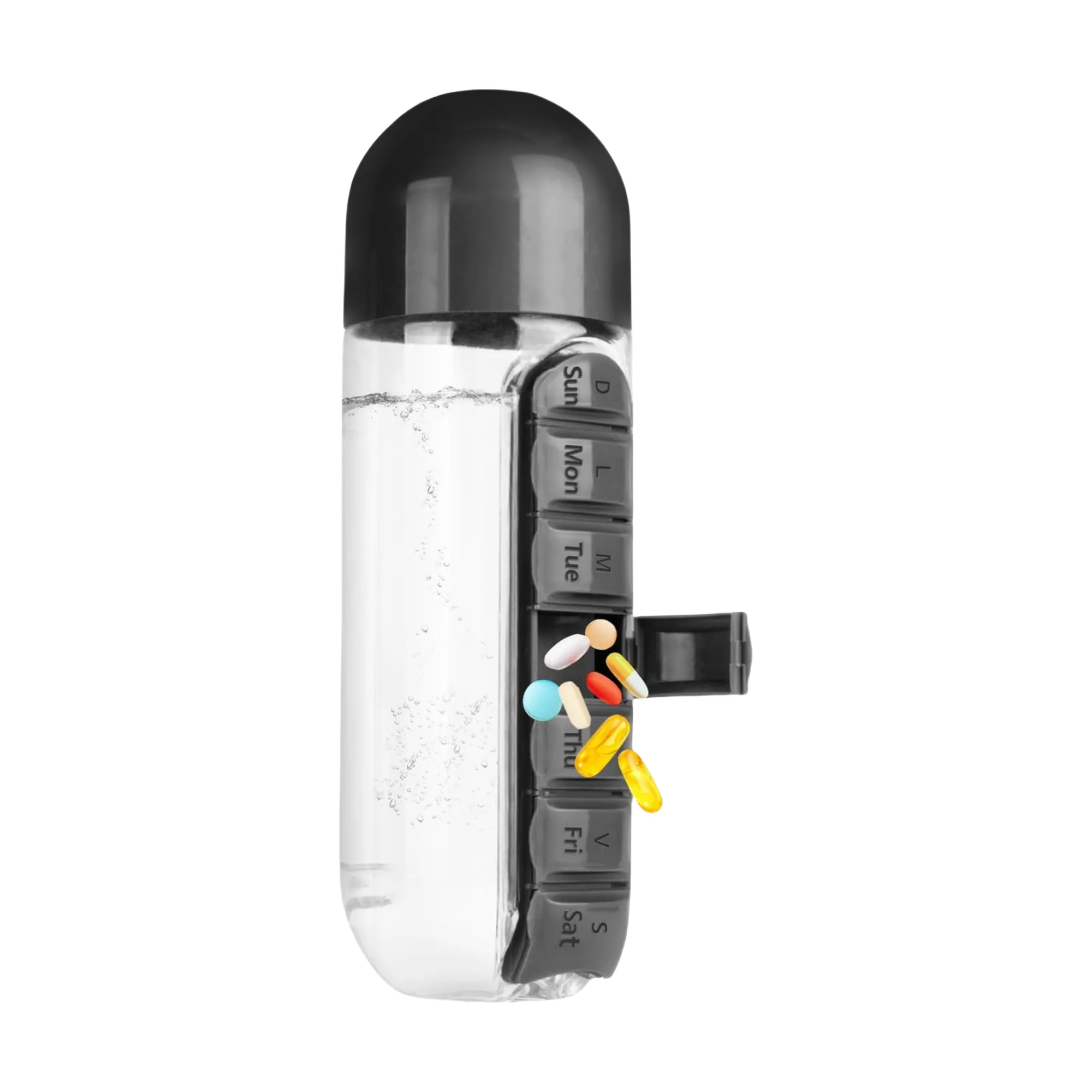 20oz Water Bottle With 7 Day Pill Organizer Leakproof Design 7