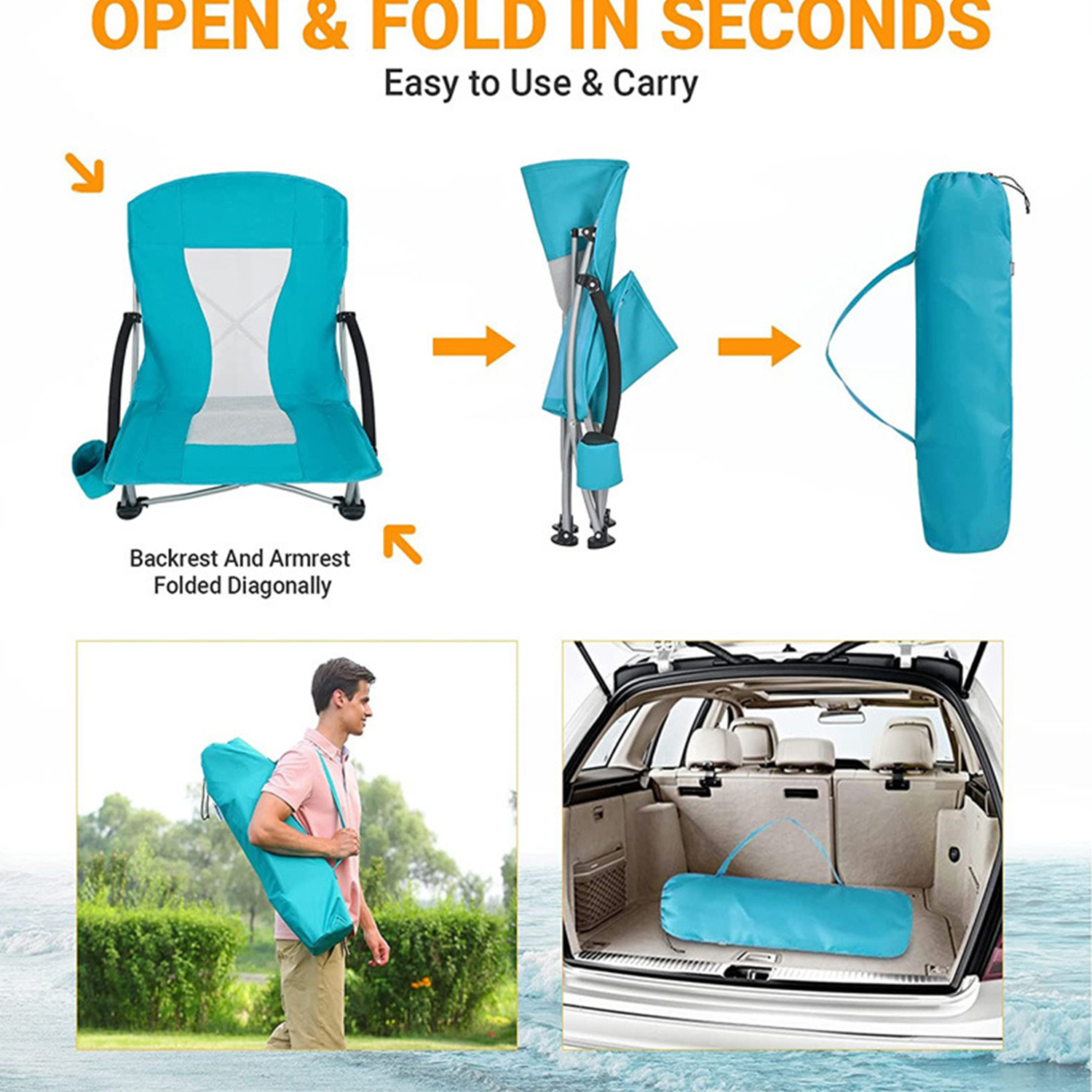 Lightweight Portable Folding Beach Chair for Vacation 4