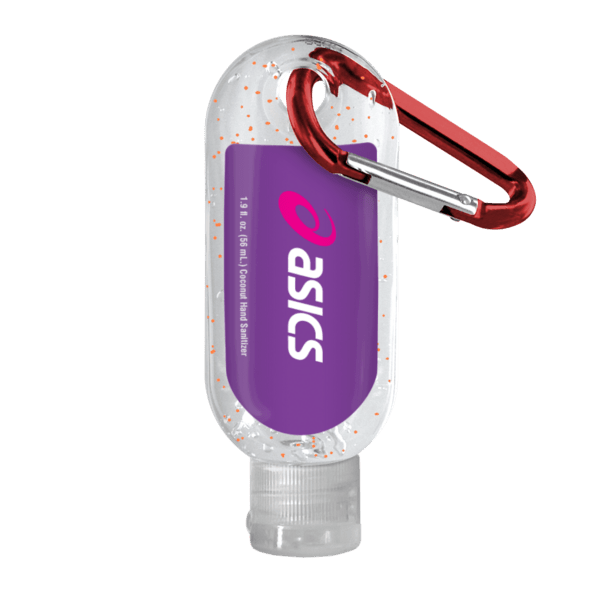 1.9 oz. Single Color Moisture Bead Sanitizer in Clear Bottle with Carabiner 75