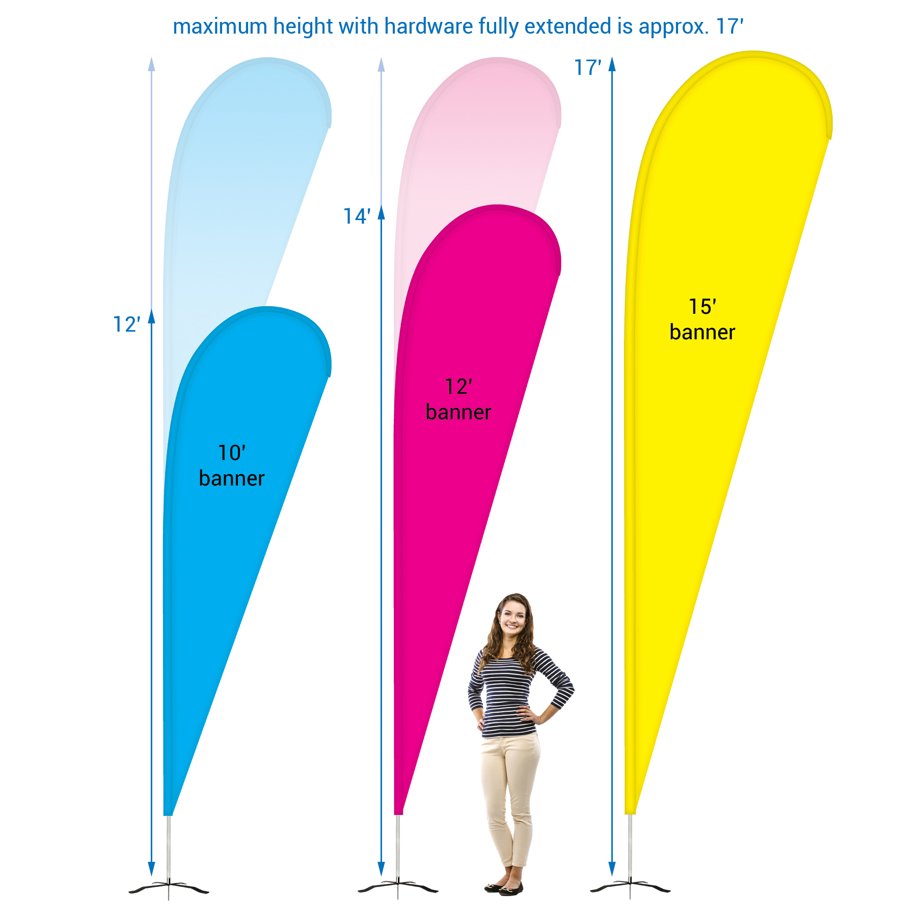 10' Double Sided Teardrop Banner w/ Premium Hardware & Cross Base 3