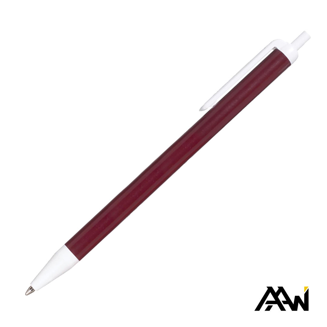 Value Slim Pen w/Glossy Colored Barrel - Matte White Accent 5