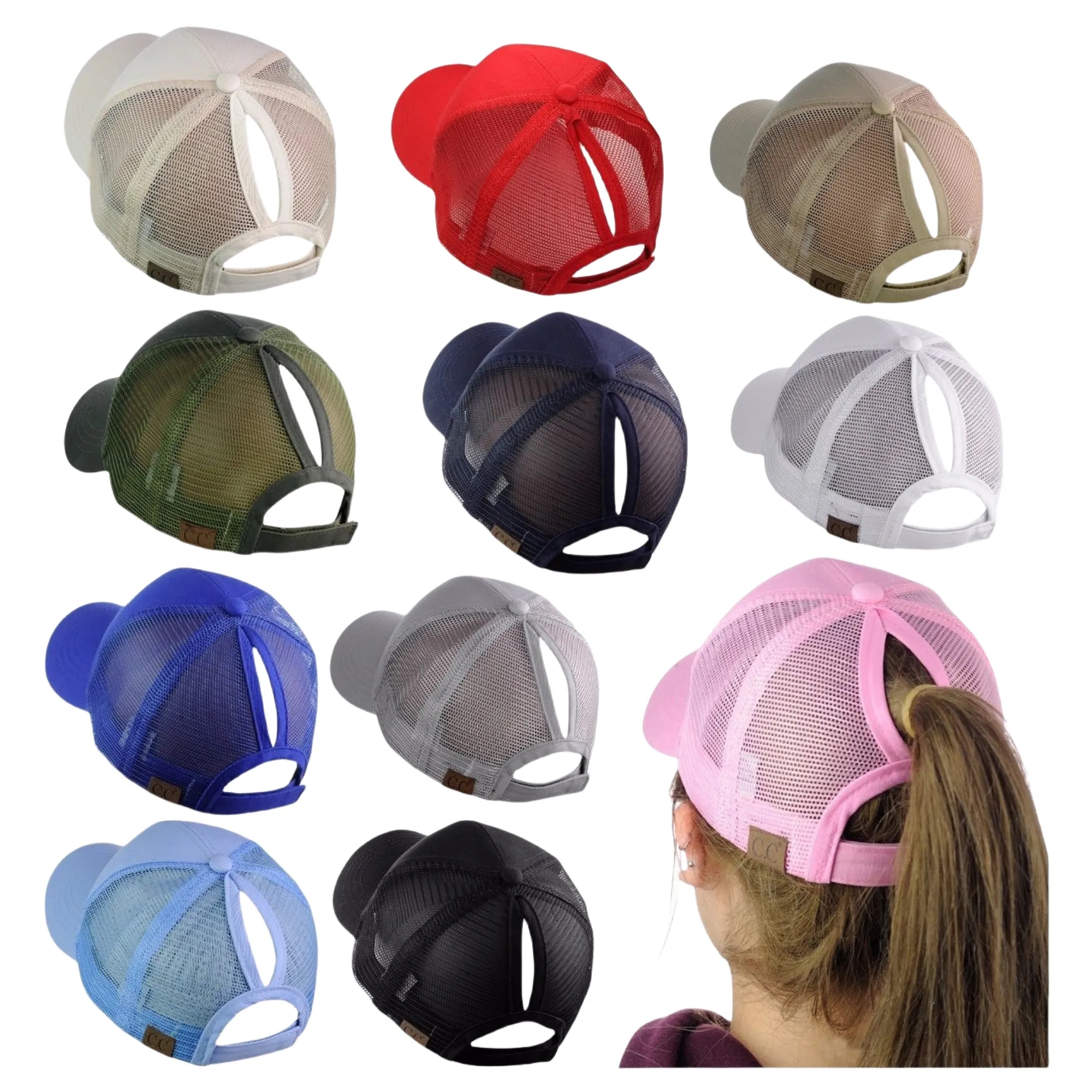 Breathable Mesh Women's Ponytail Sun Hat 17