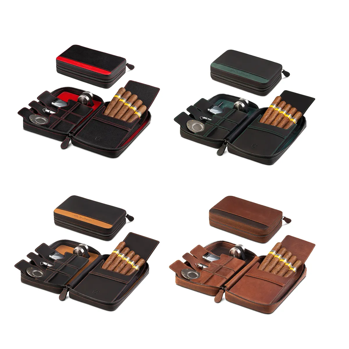 Leather  Portable Zippered Cigar Case 4