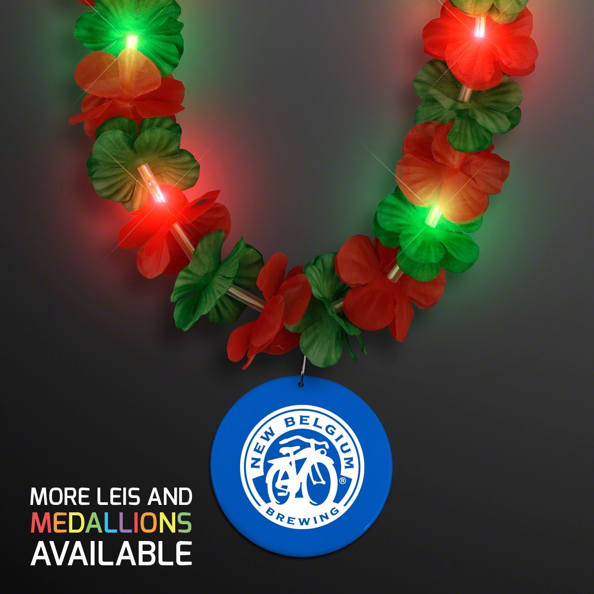LED Christmas Hawaiian Lei Party Necklace with Medallion 2