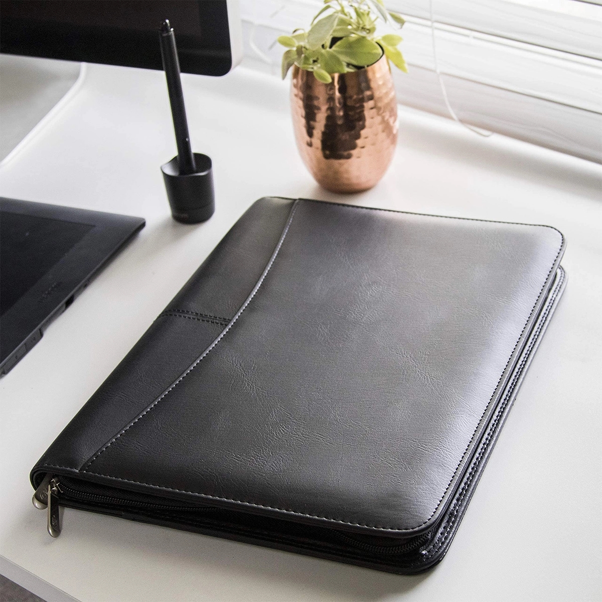 Custom All-in-One Luxury Business Leather Zippered Padfolios 2