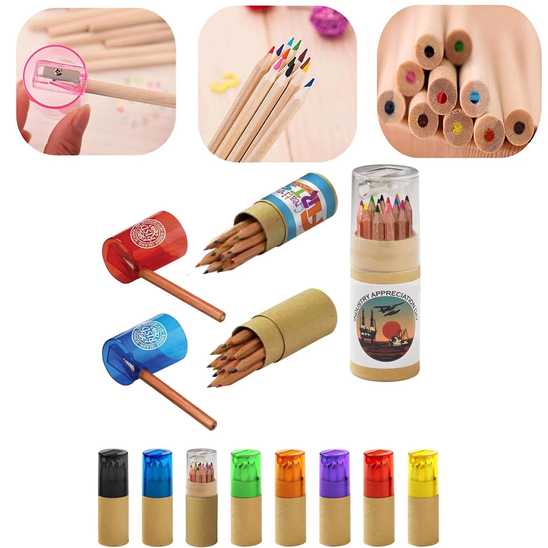 12 Colored Pencil Set in Tube w/Sharpener 4