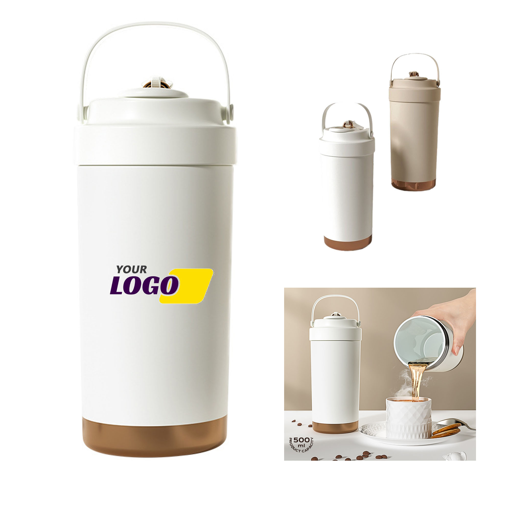316 Stainless Steel Inner Liner Coffee Thermos with Straw 2