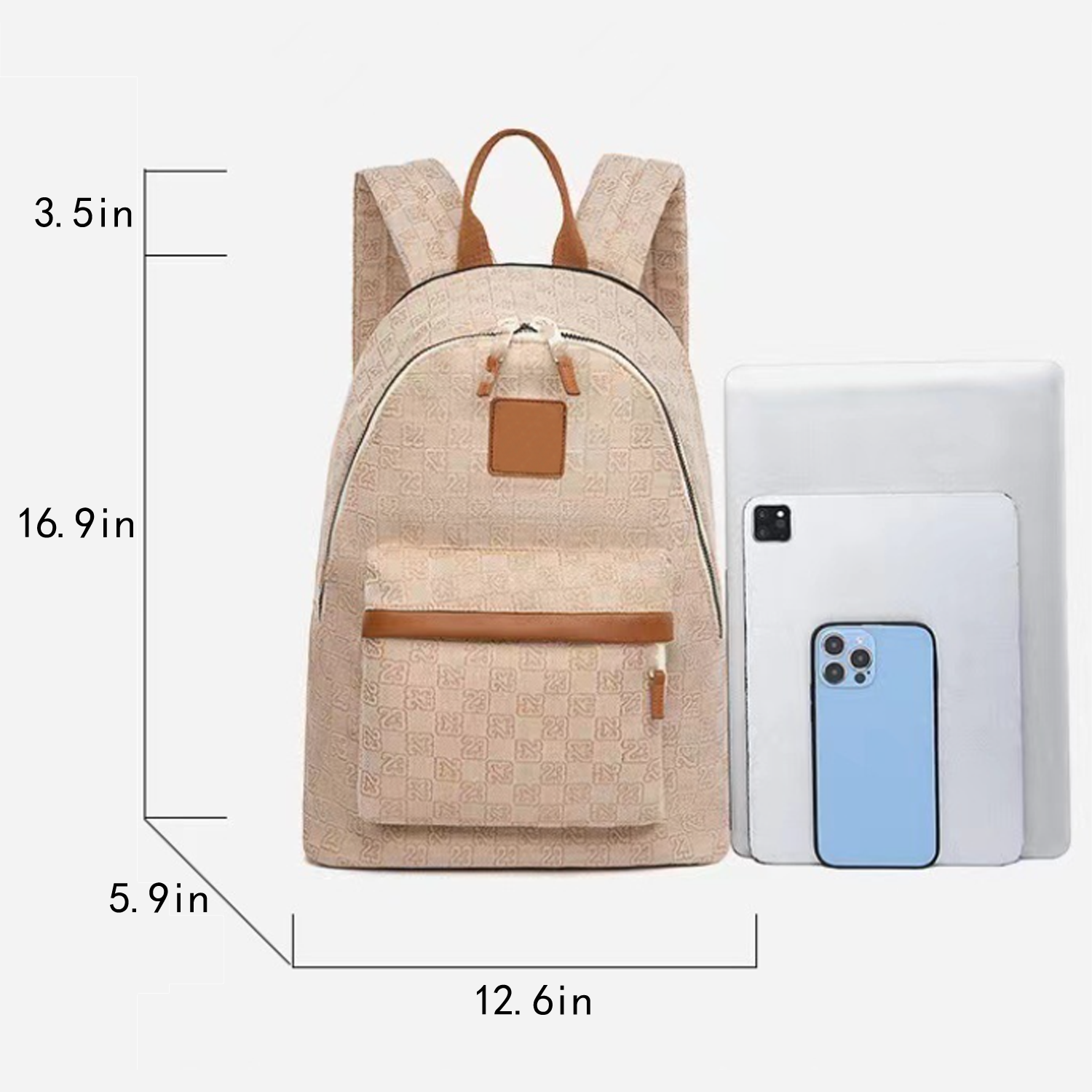Checkerboard Print Polyester Laptop Backpack 6