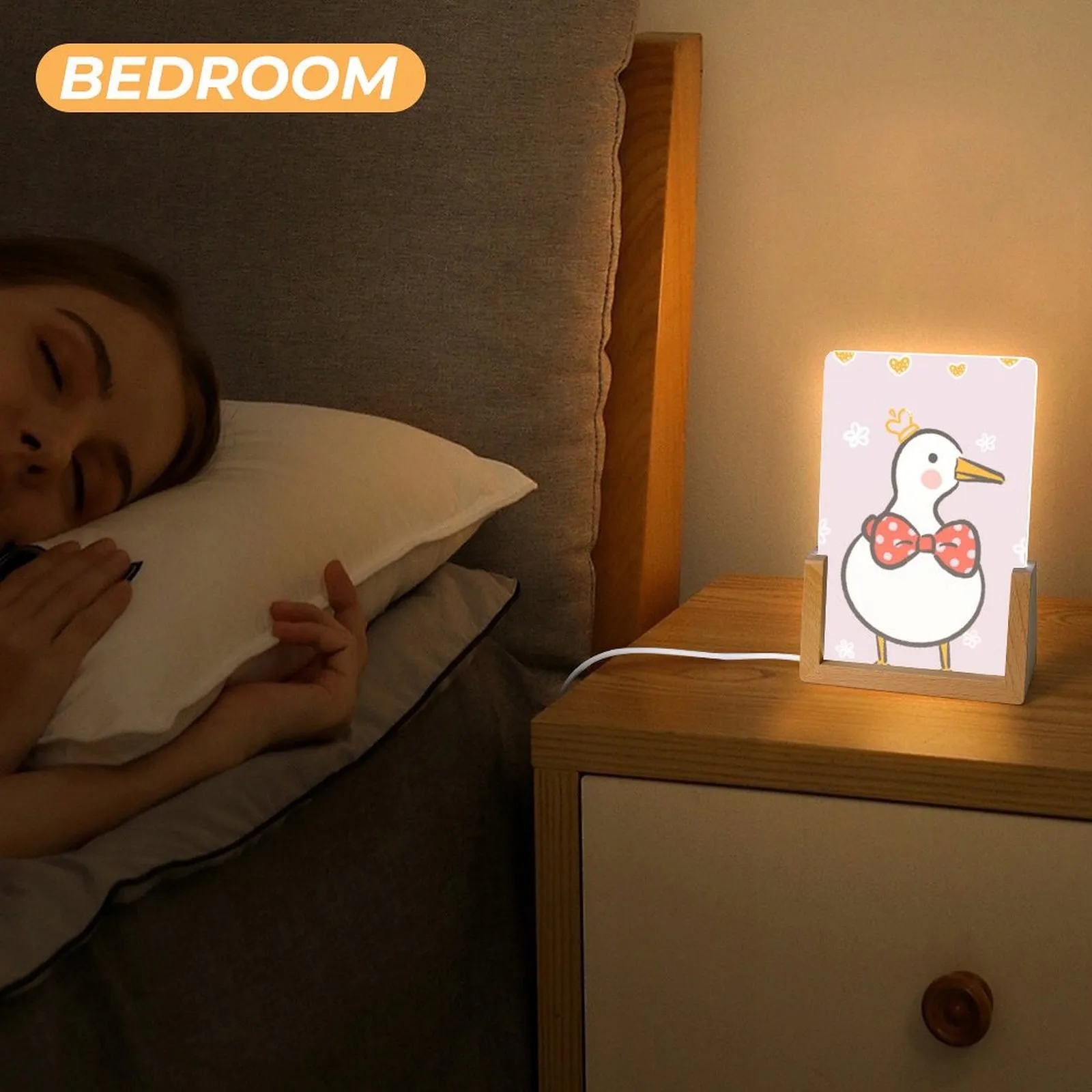 Acrylic LED Night Light with Wooden Base 8