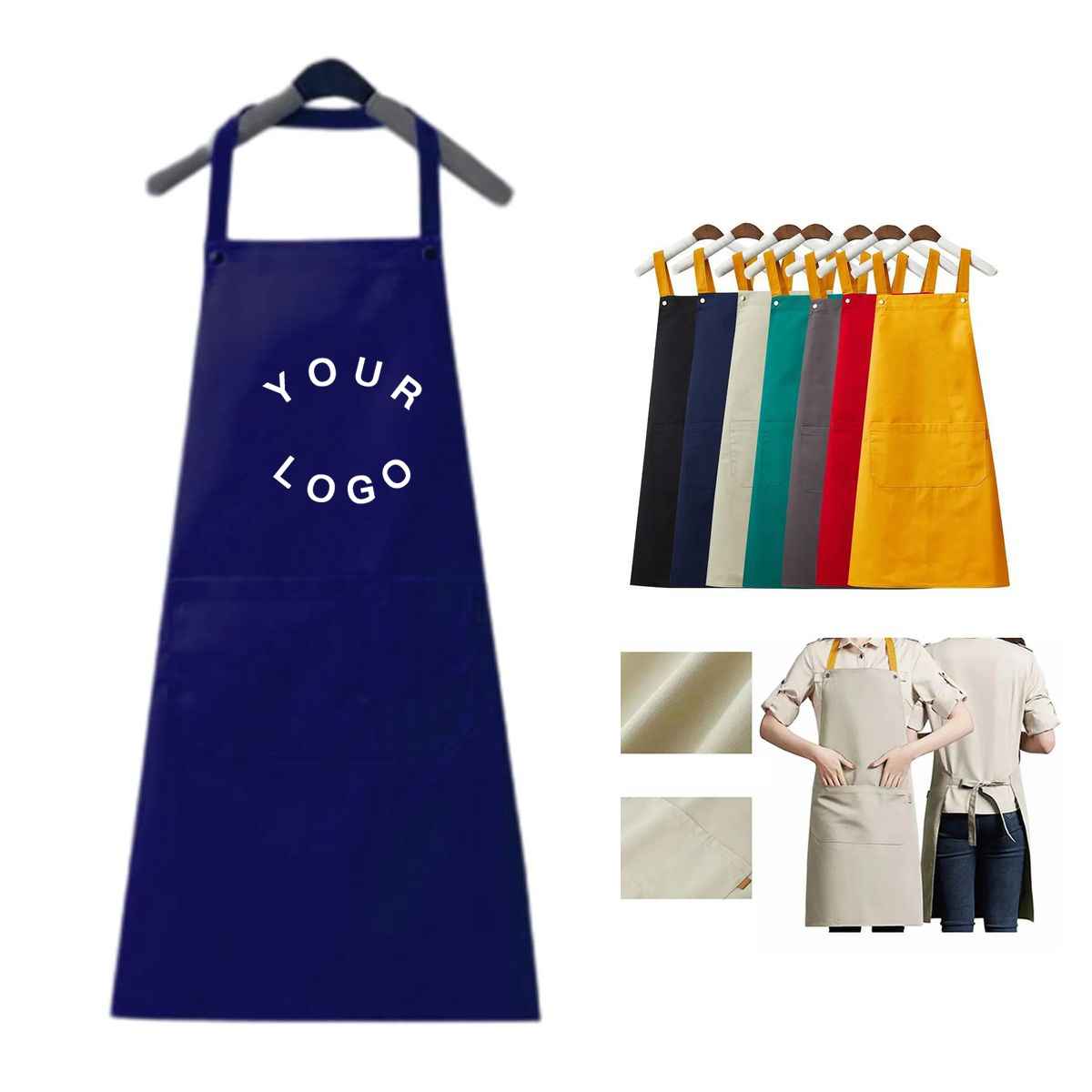 Oil Resistant Canvas Apron with Two Pockets 7