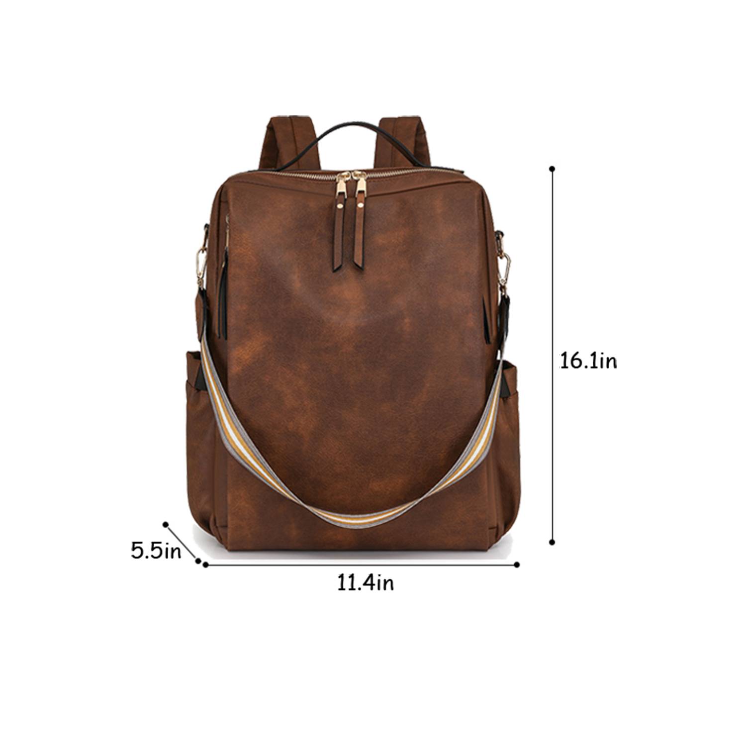 Lightweight Multi-Pocket PU Leather Women Backpack 4