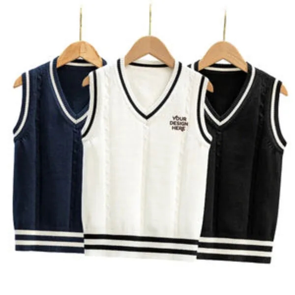 British College Style Sleeveless JK Sweater Vest 2