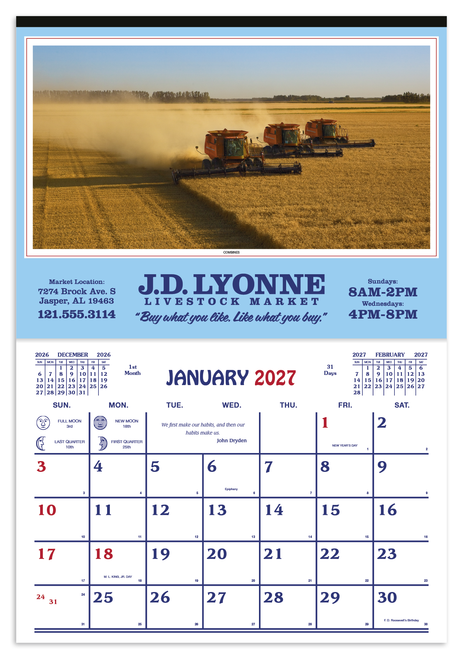 Skinner & Kennedy® Farm Calendar 92