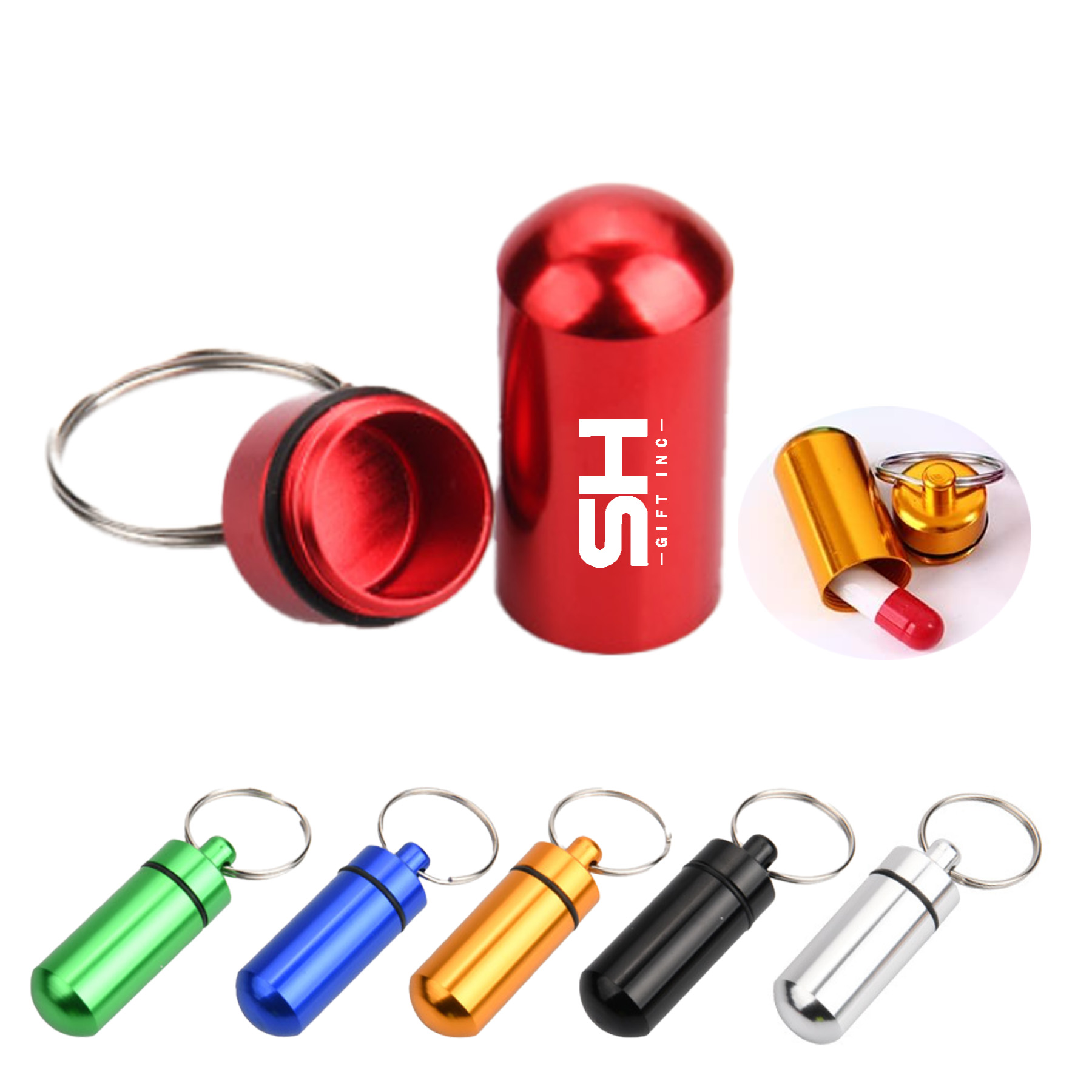 Waterproof Aluminum Small Medicine Box with Keychain 1