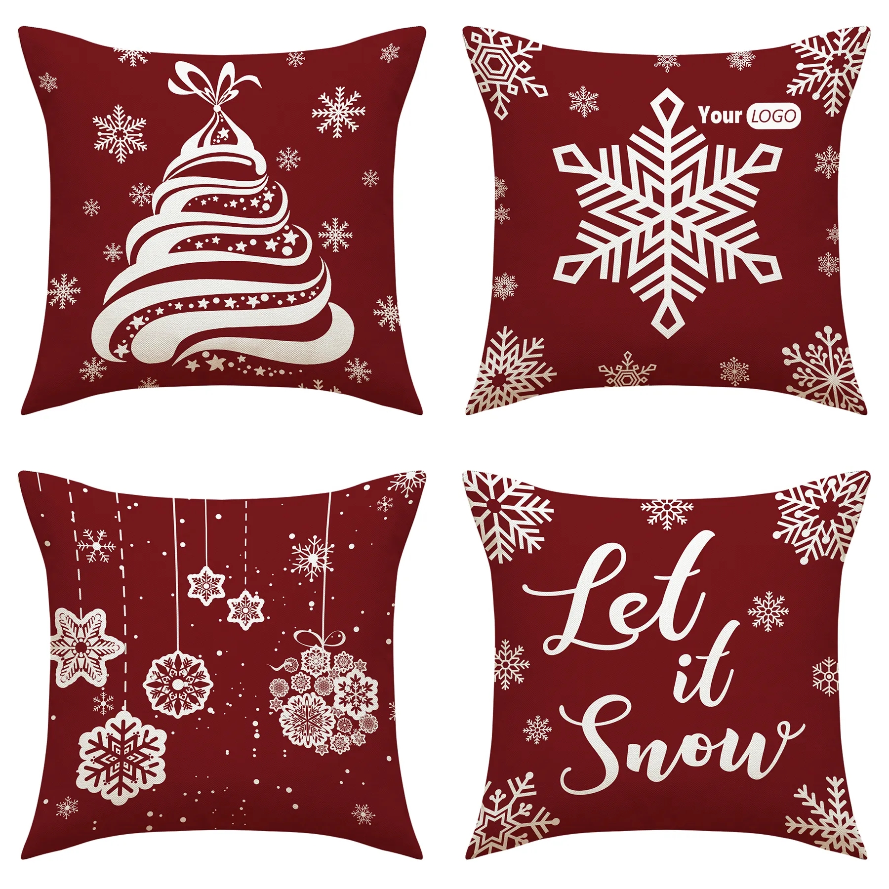 Flax Red Christmas Cushion Pillowcase 1