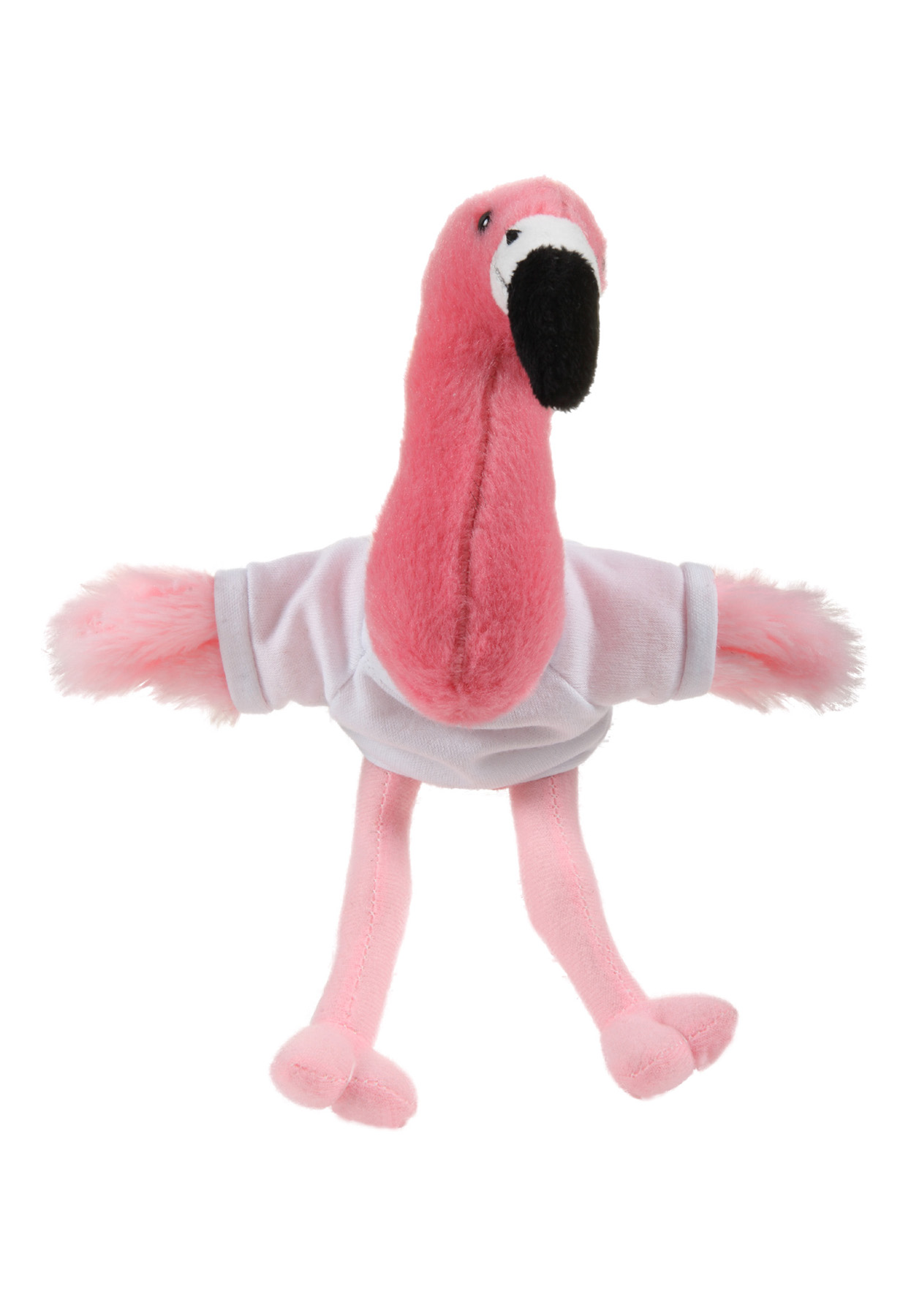 Soft Plush Sitting Flamingo waering a T-Shirt 8