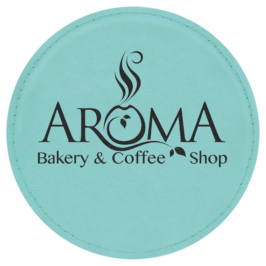 4" Round Teal Leatherette Coaster 2