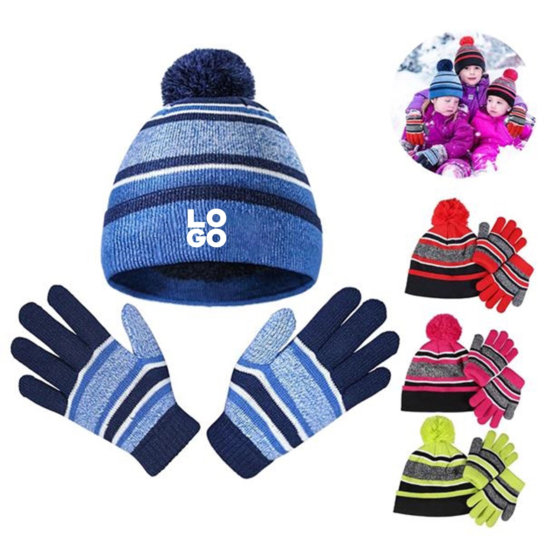 Winter Kids hat gloves set 2