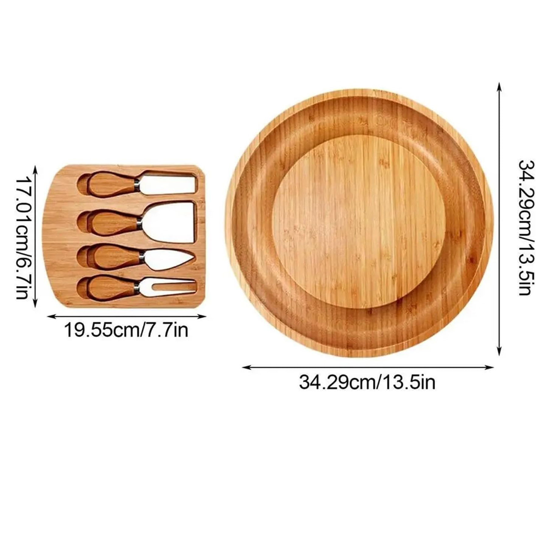 Bamboo Cheese Board Set with Knives 3