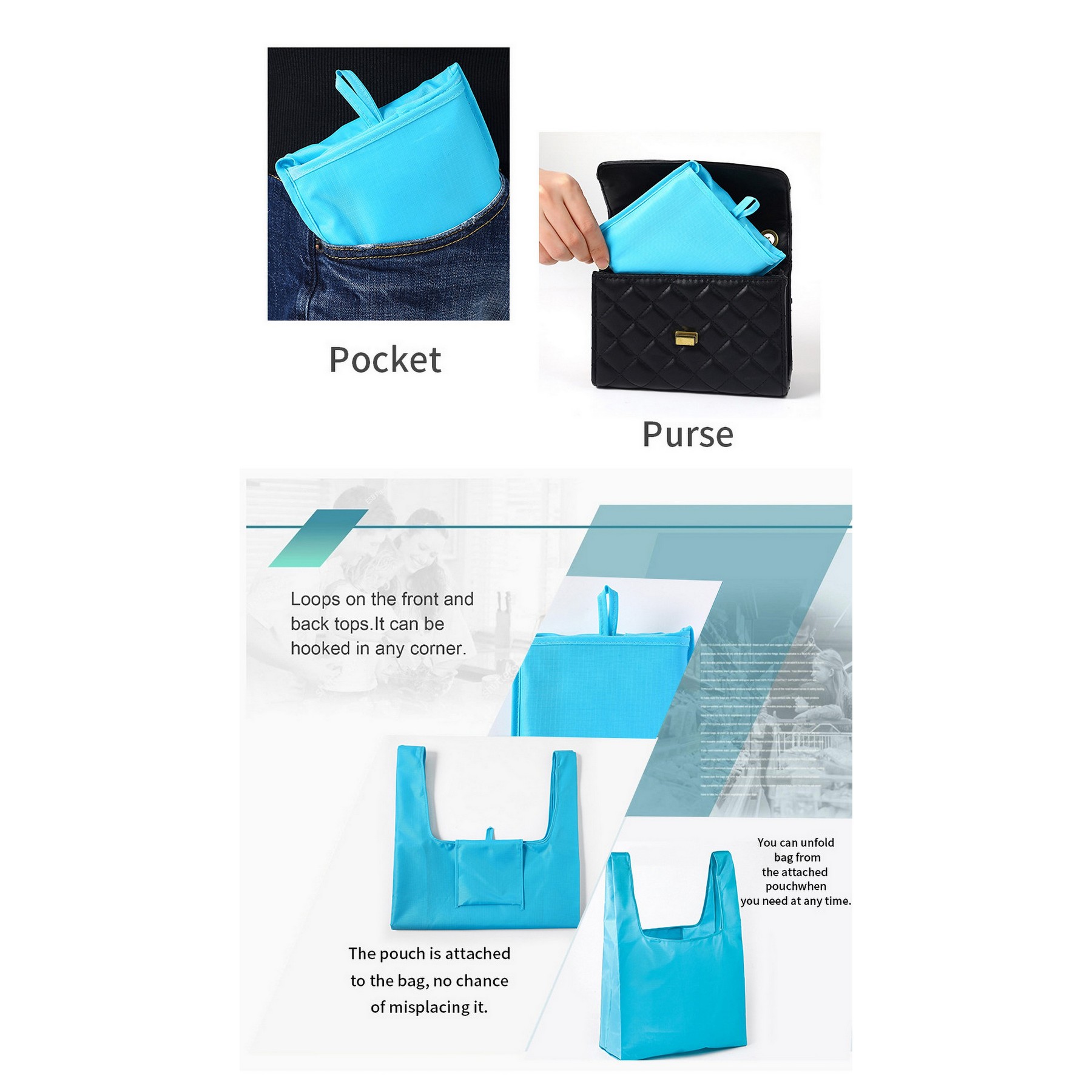 Reusable Shopping Bags Foldable Nylon Tote Bags 5