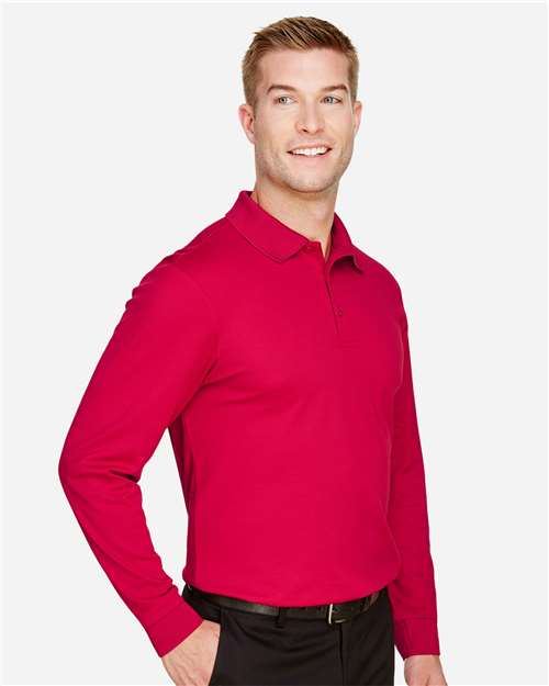 Men's Tall CrownLux Performance® Plaited Long Sleeve Polo - DG20LT 14
