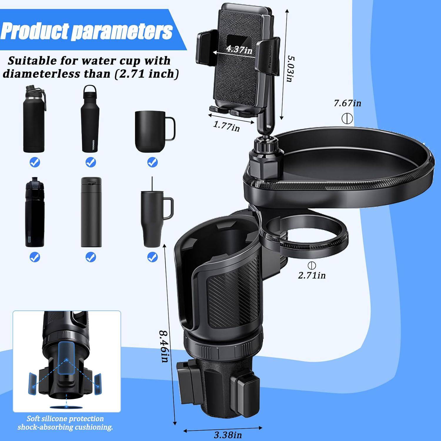 Multi-functional Car Dining Plate Water Cup Beverage Rack 5