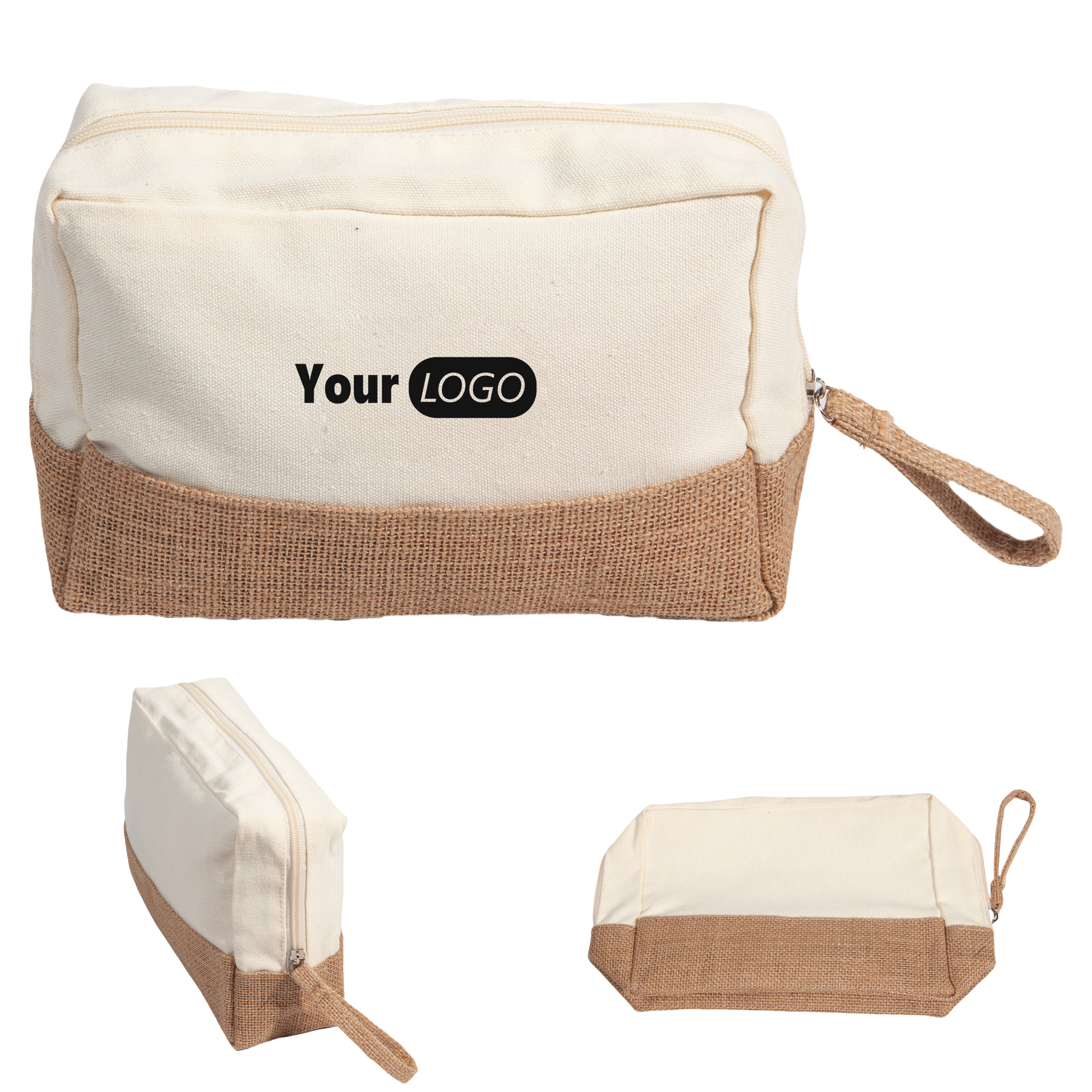 Canvas Eco-Chic Jute-Trim Toiletry Bag For Travel And Organization 1