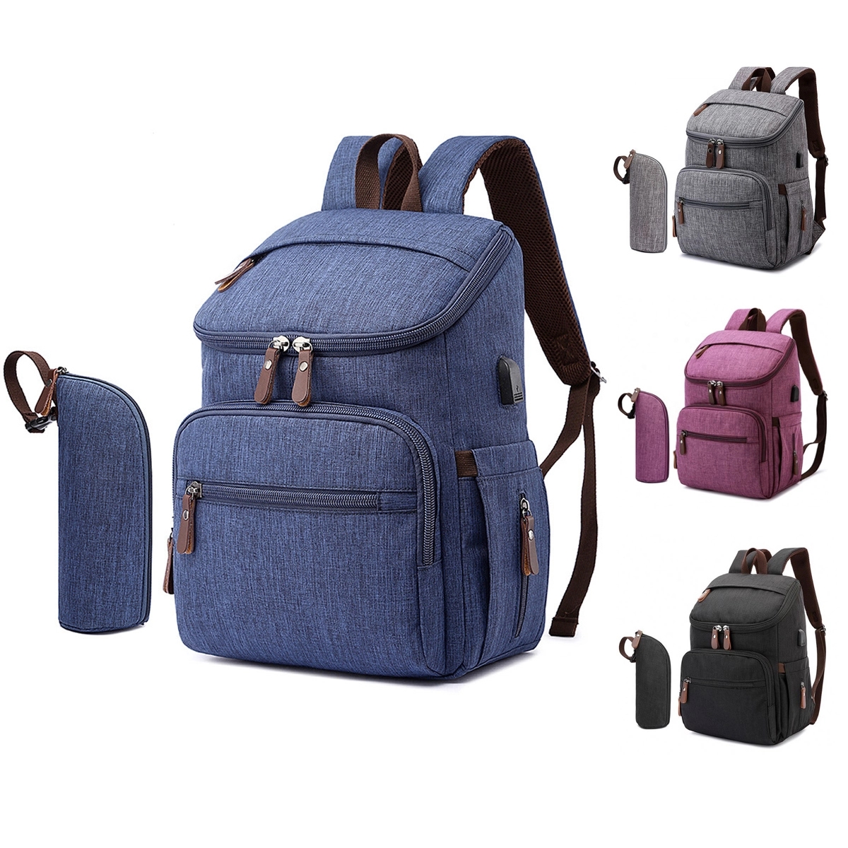 Diaper Backpack With Baby Bottle Bag 3