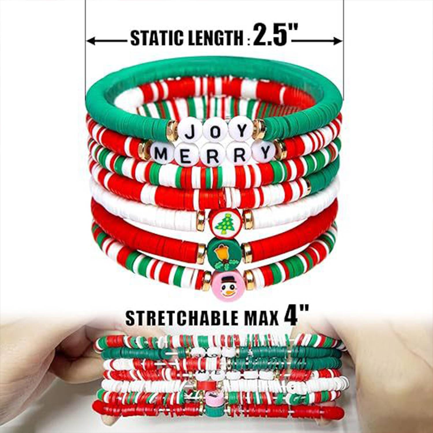 7 Pack Cute Xmas Bracelets for Women Teen Girls 5