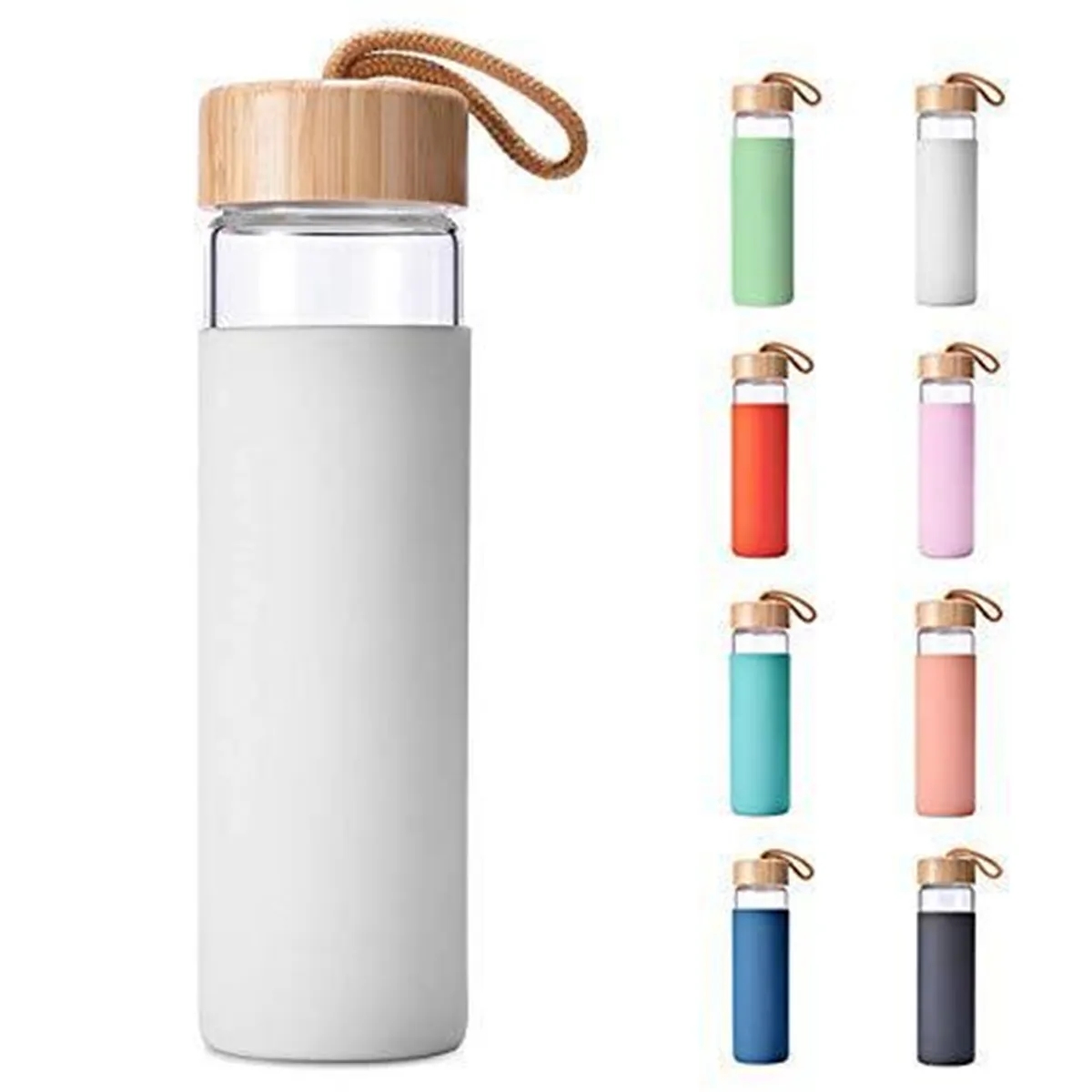 17 Oz Glass Water Bottle with Bamboo Lid 3