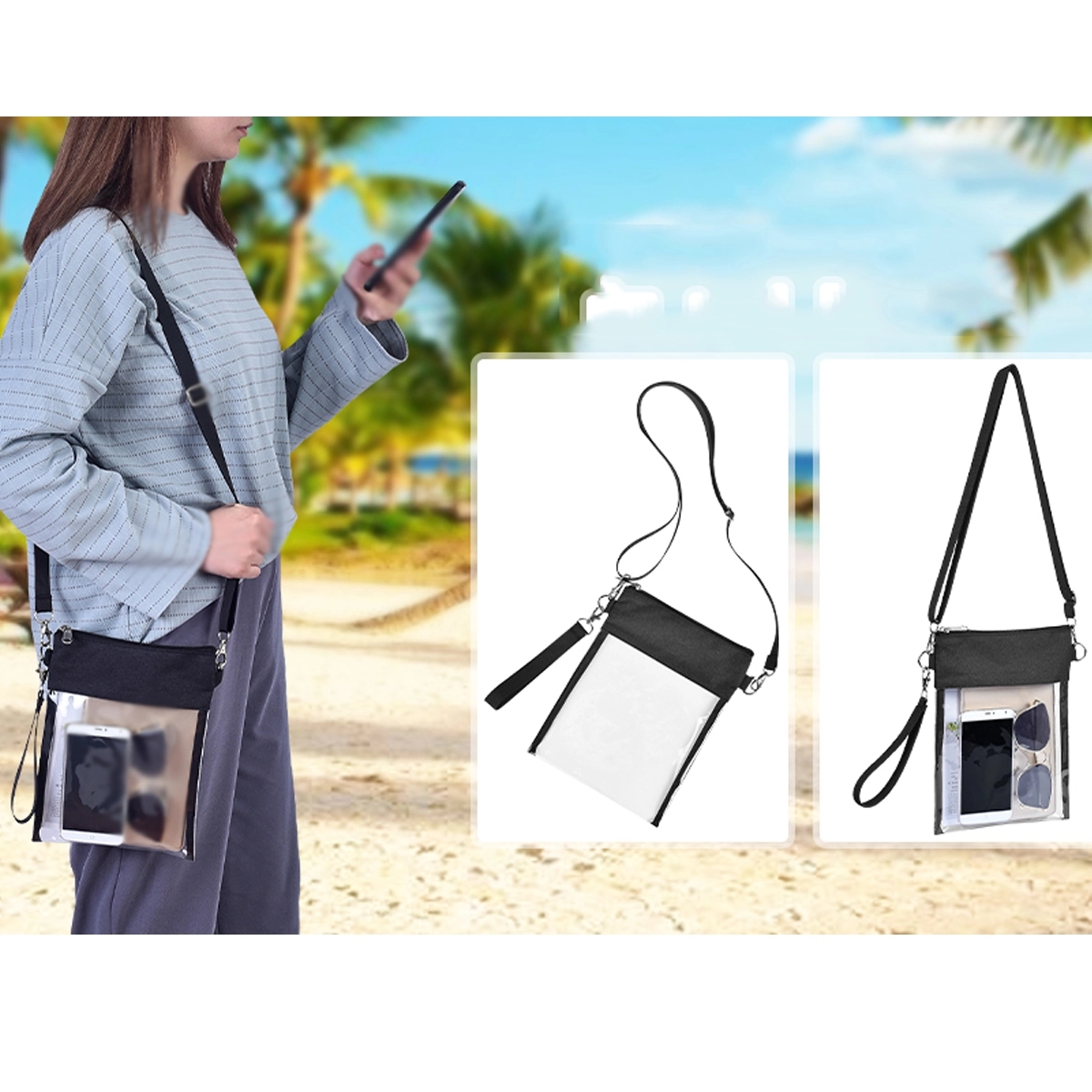 Clear Tote Crossbody Purse Bag 7