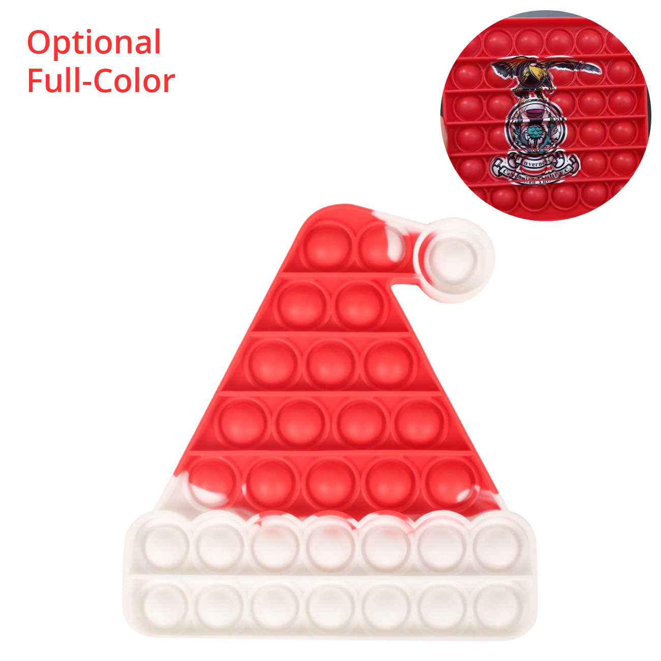 Santa Hat Pop It Fidget Toy - Optional Full-Color 5