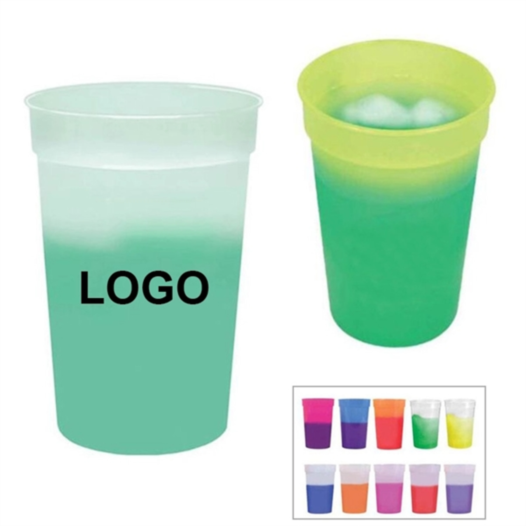 16oz PP Plastic Color Changing Stadium Cup
 2