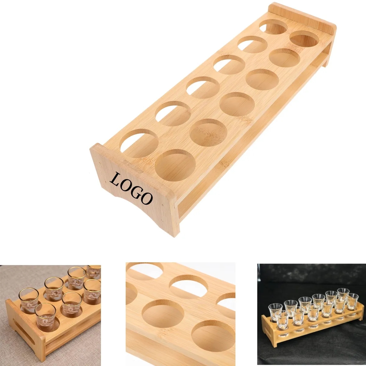 12-Glass Beer Shot Glasses Tray Storage Holder 8