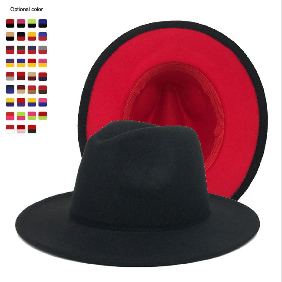 Womens & Mens Two Tone Wide Brim Fedora Hats 2