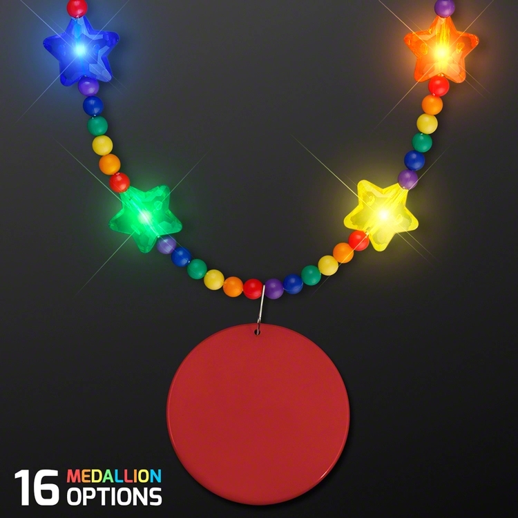 Rainbow Light Up Star Beads with Medallions 2