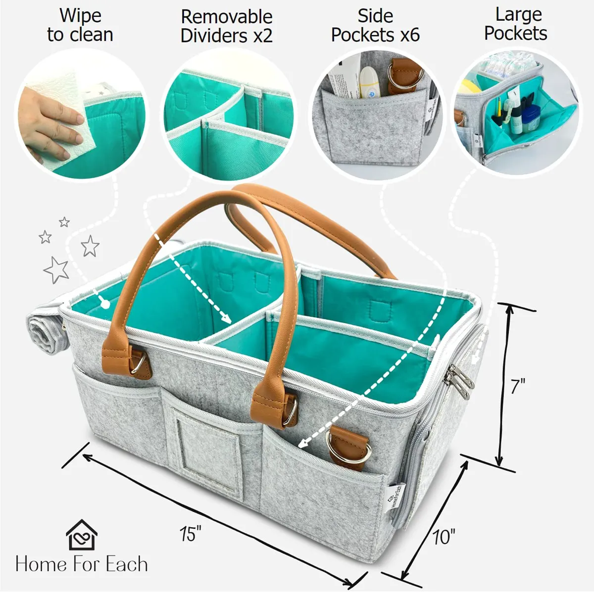 Multiple Compartments Waterproof Baby Diaper Caddy Organizer 2